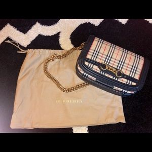 BURBERRY NEW 1983 Check Link Bag with Leather Trim